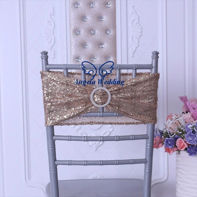 SH022J  Christmas cheap price wholesale red sequin chair band with buckle