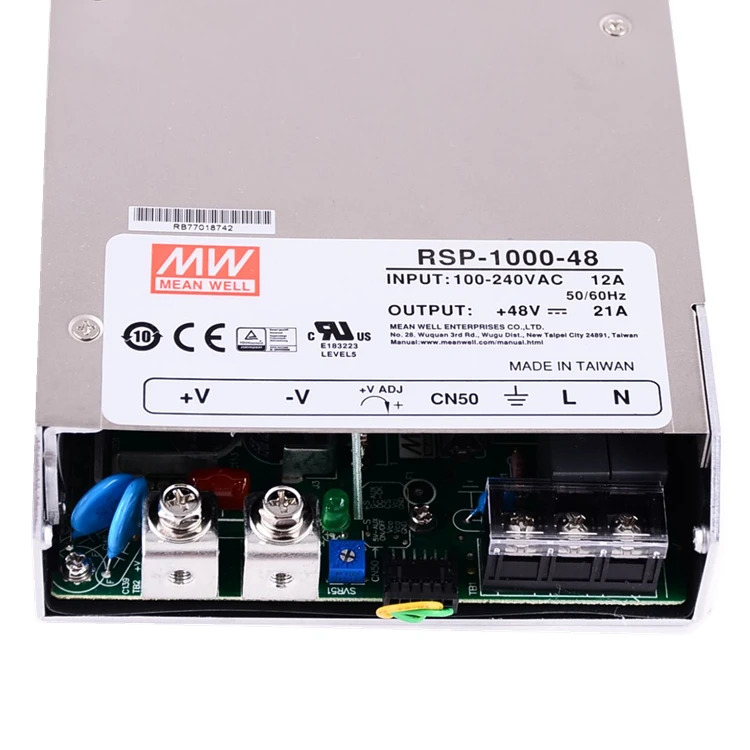 SMPS Mean Well RSP-1000-48 1000W 48V 21A single output enclosed type AC-DC with active PFC function PV power supply