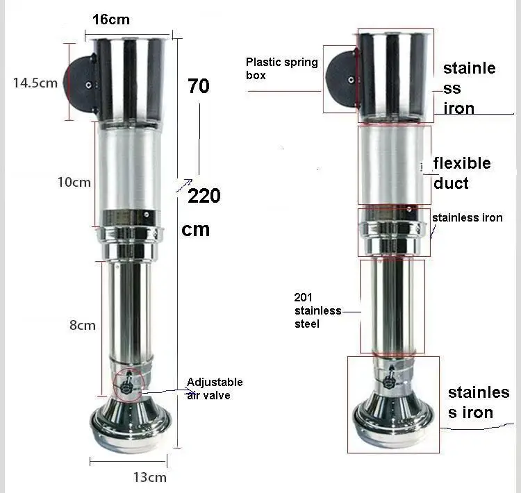 Stainless Steel Telescopic Bbq Smoke Extractor Korean Bbq Exhaust Air Duct
