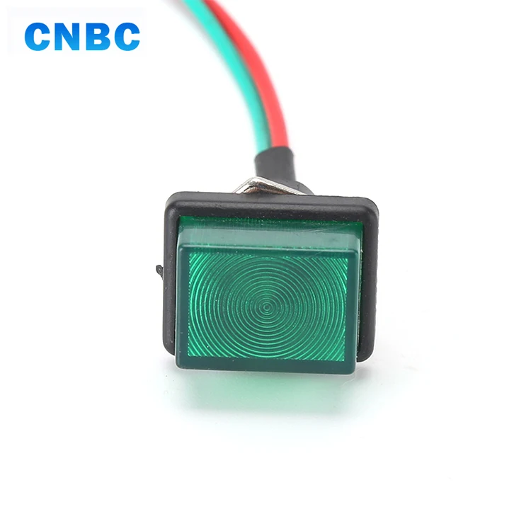 CE Square head shape yellow 24v 220v 110v 12v  plastic pilot lamp led indicator light with wire leading