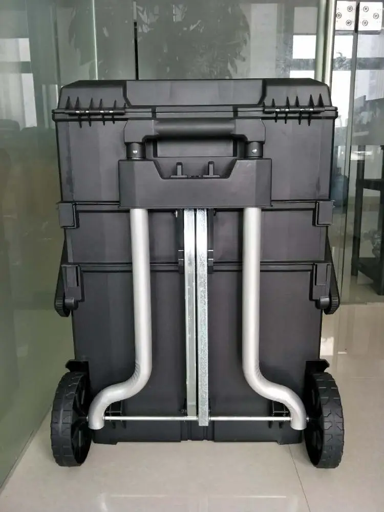 Stanley Fatmax style stackable trolley tool box plastic moving roller tool chest with custom color