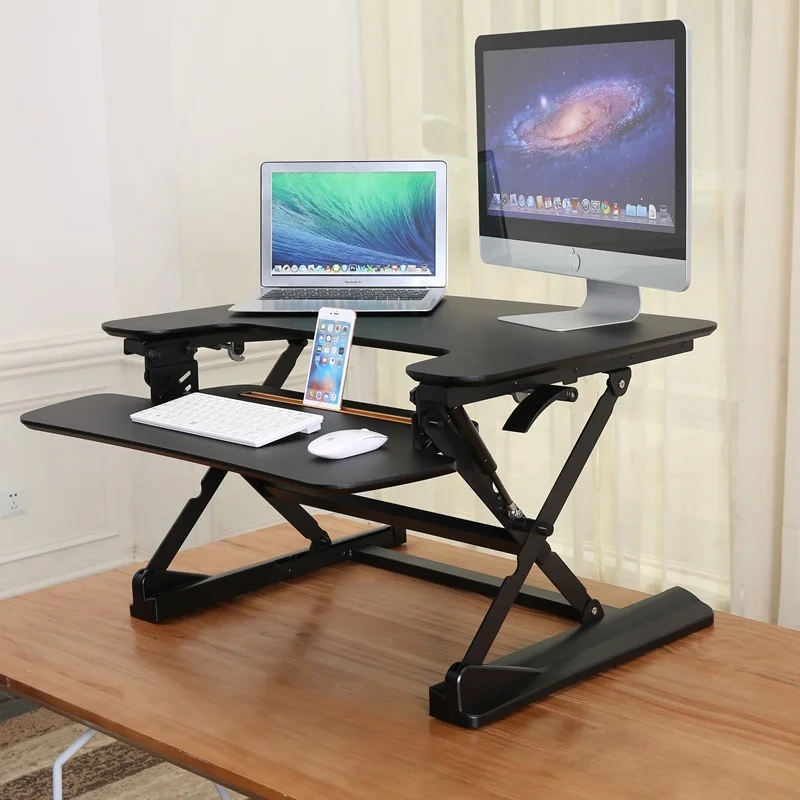 Sit-stand desktop workstation height adjustable elevating desktop riser