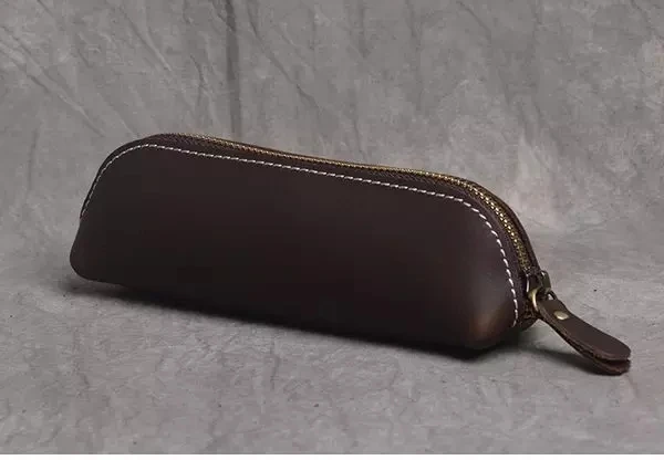 
Leather pencil case longer big compartment crazy horse leather glasses pouch 