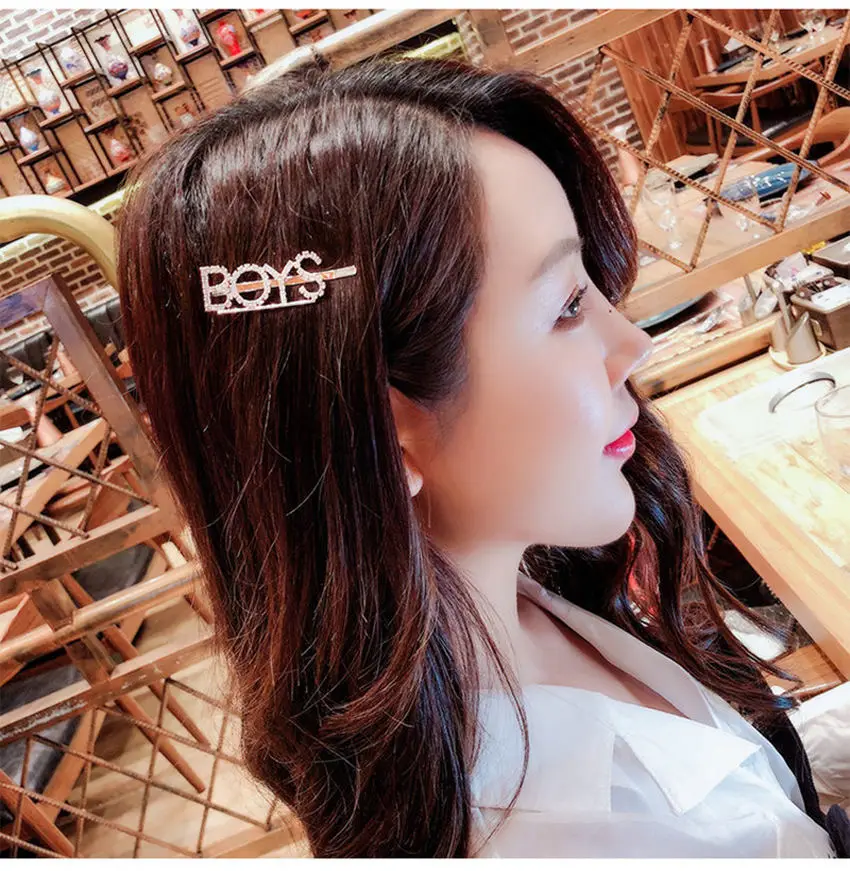 50Pcs 16 Styles Hot Sale Letter Hair Clip Girls Boys Sexy Hairgrips Bride Jewelry Accessories Crystal Bobby Hair Pin