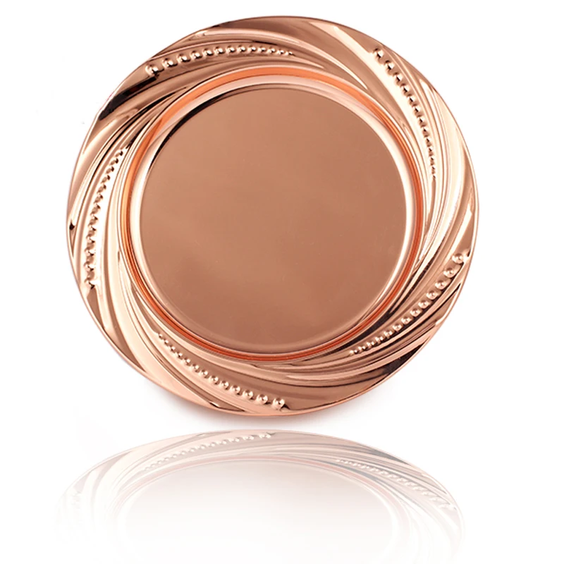 wholesale 30cm stainless steel wedding plate rose gold charger plate