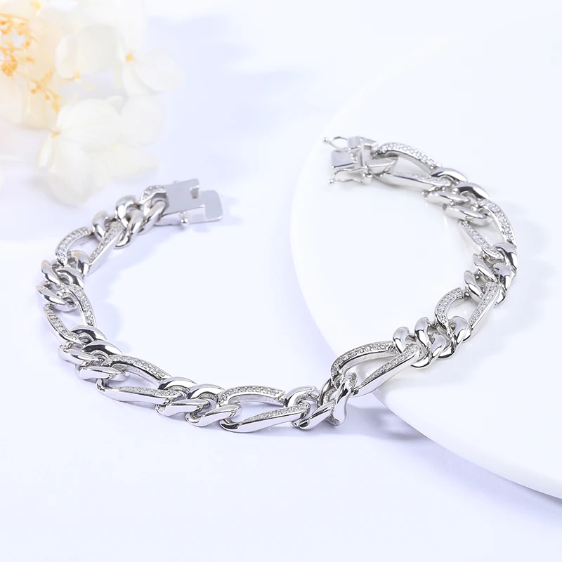 Gold 925 Sterling Silver Jewelry Chain Link Curb Bracelet For Men Women