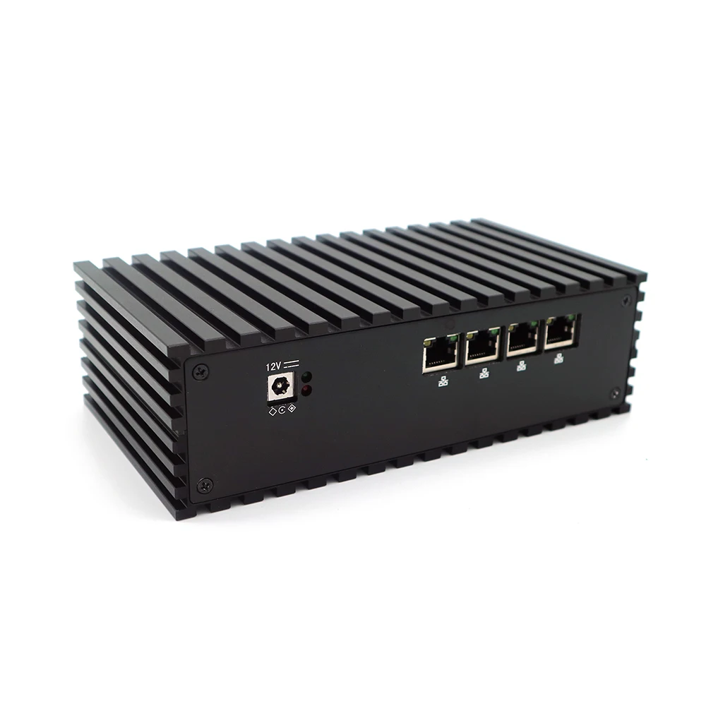 4 lan gateway fanless firewall motherboard barebone case mini pc pfsense aes-ni