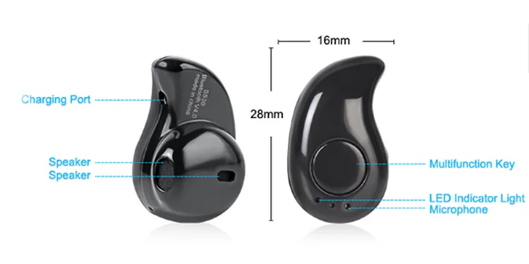 Недорогие музыкальные беспроводные наушники, невидимые наушники-вкладыши, супер мини стерео гарнитура с синими зубами S530