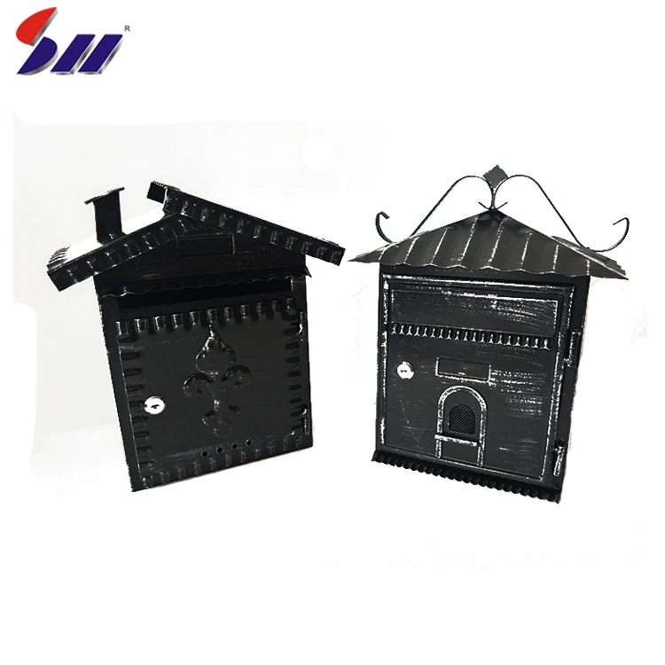 Custom Waterproof House-Shaped Heavy Duty Steel Vintage Letter Box Mailbox For Apartment