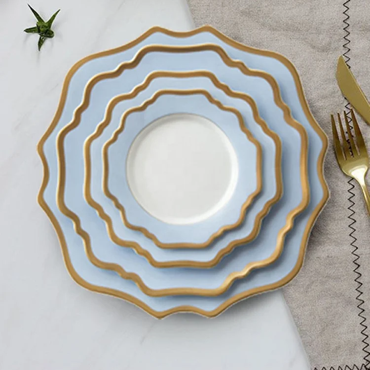 Ceramic wedding charger plates 12inch 10inch 8inch hotel porcelain serving dish with your logo