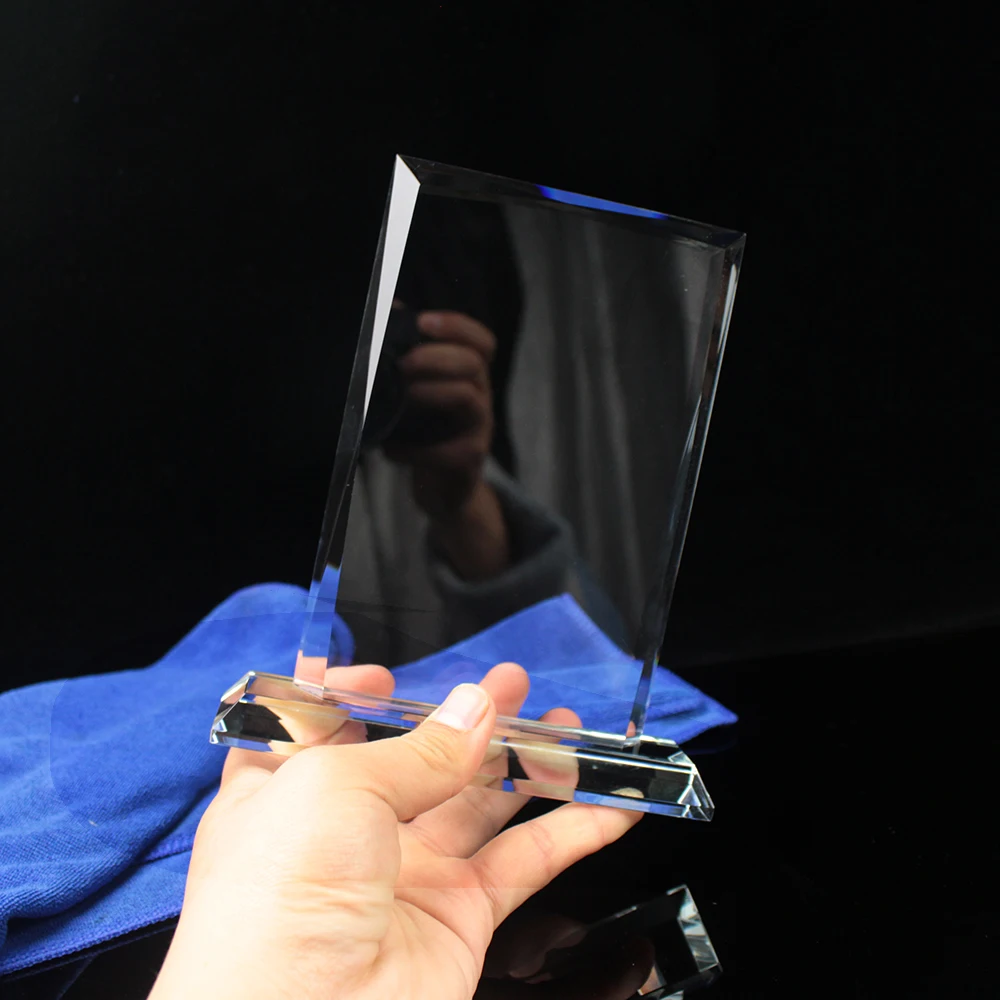 Factory price glass trophy plaque blank crystal glass trophy for laser engraving