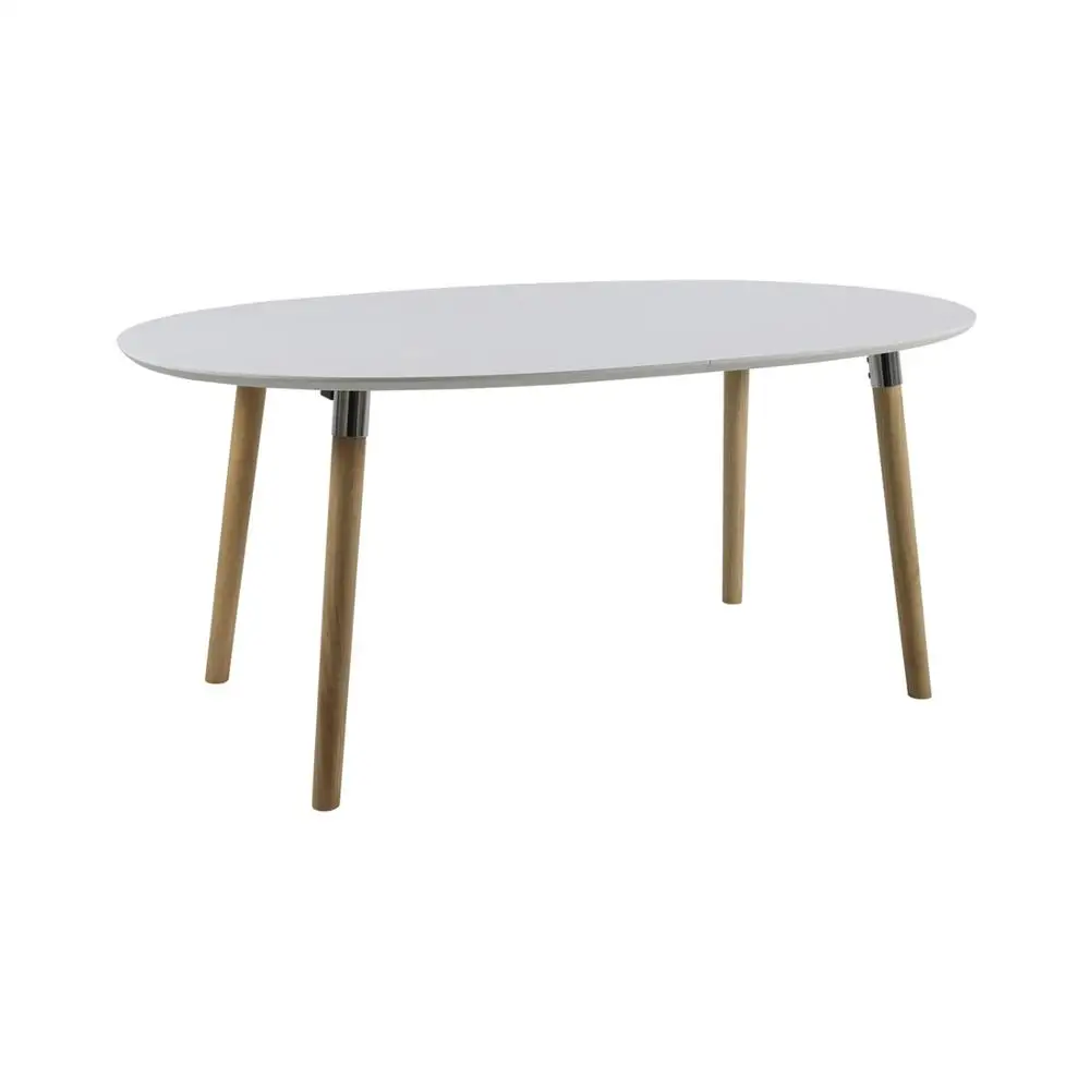 Modern Nordic White Oval MDF board Top Leisure Dinning Dining Room Table With Solid Wooden Legs