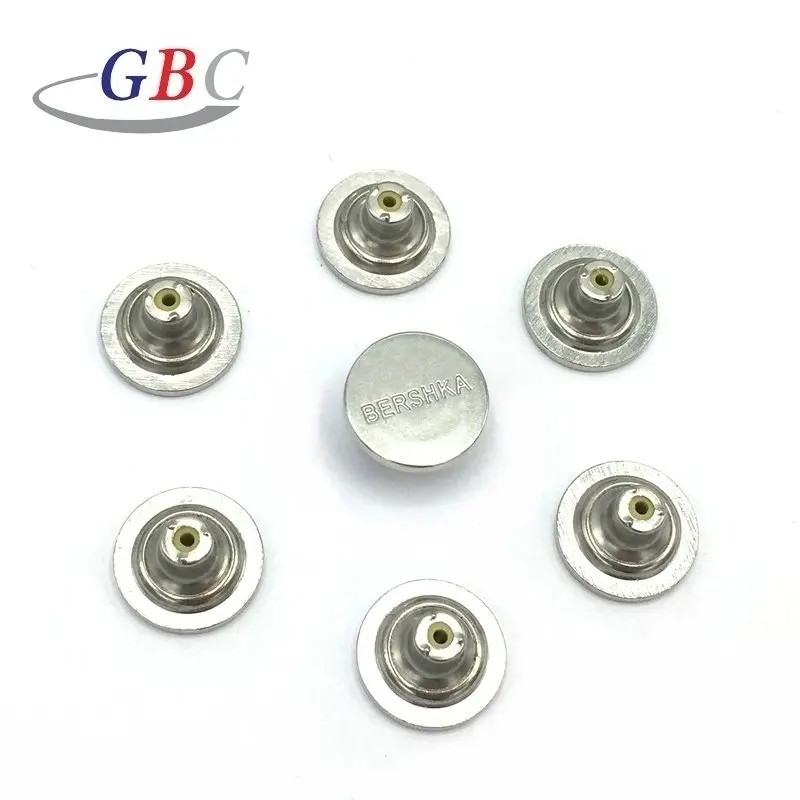 Custom logo 18mm zamak zinc alloy metal jeans shank button for clothing
