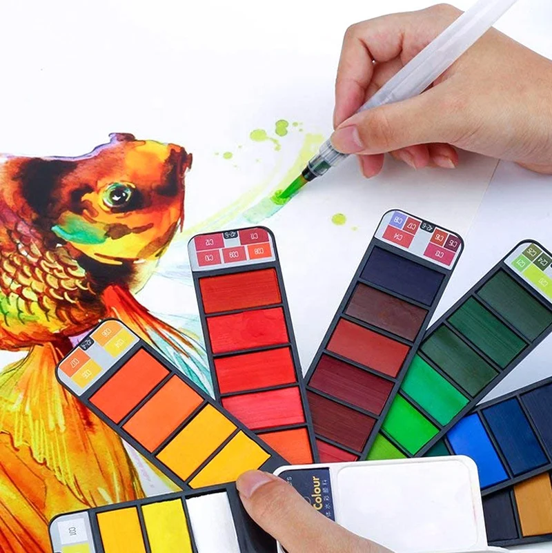 
Foldable carry case assorted high quality solid water color paint set 