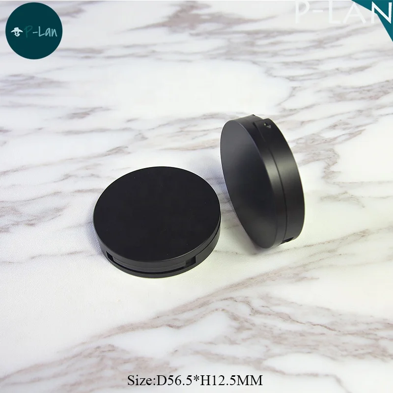P-Lan Brand Stock 40mm Pans Matte Black Round Empty Blush Compact Powder Case With Mirror