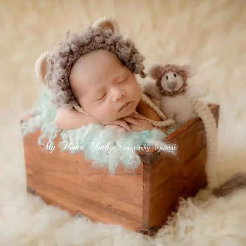 Newborn Crochet Puppy Stuffer And Bonnet Set  Baby  Fuzzy Mohair Bonnet Photo Prop   Newborn Photo Mid Doll