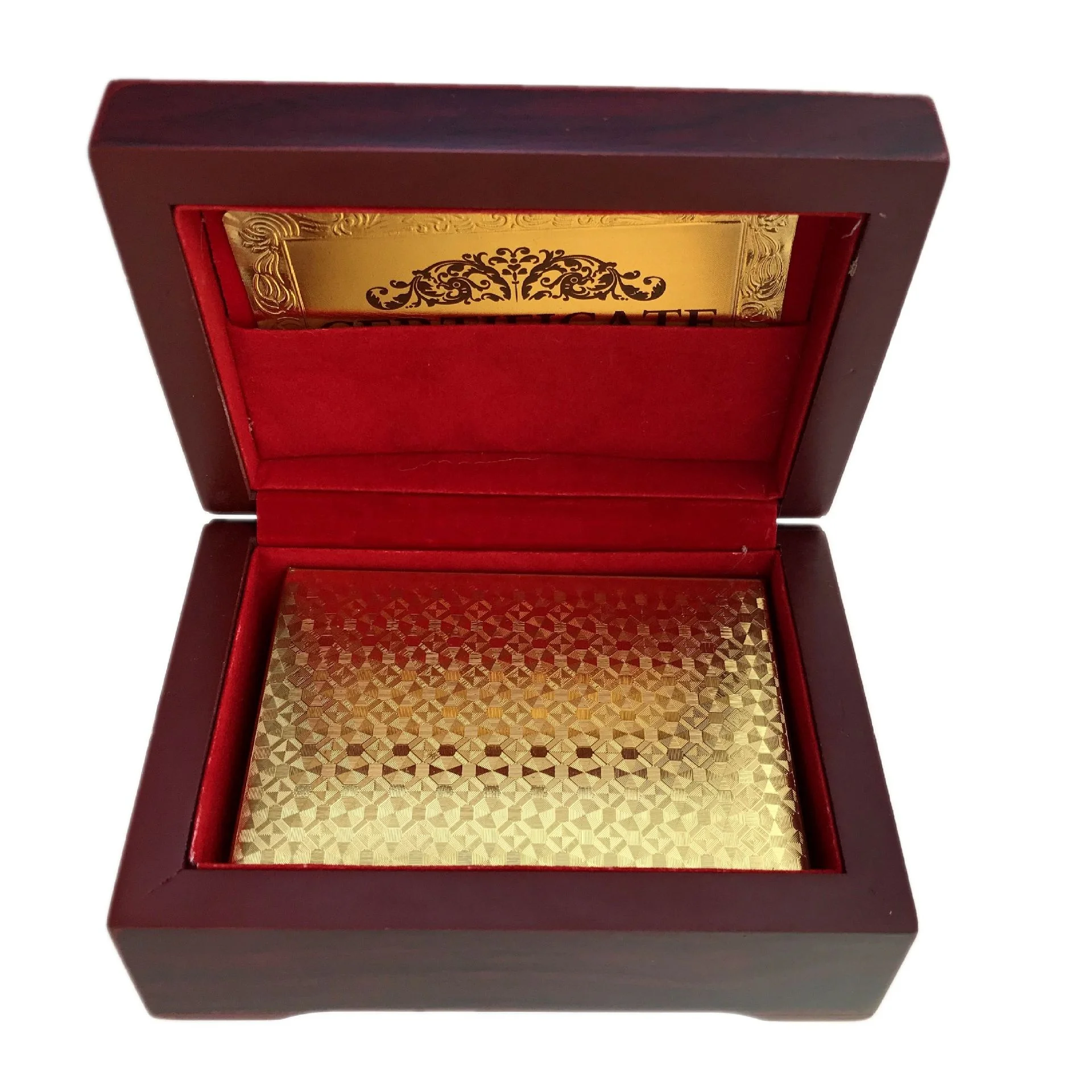 supply top qualified gold playing cards with wooden box