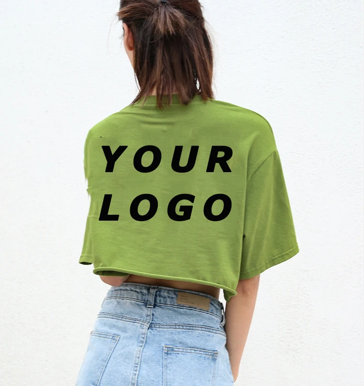 В стиле «хип-хоп», высокое качество, 100%; Домашние тапочки из хлопка для женщин моды изготовленная на заказ Печать логотипа укороченный Топ Футболка для женщин