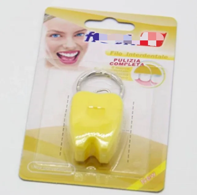 20m Toothshape Dental Floss with Key Chain with Waxed and Mint flavor