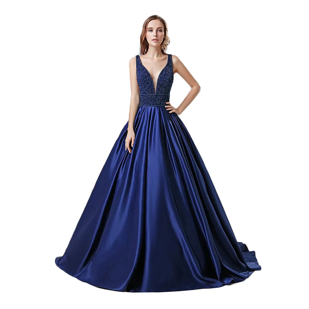 Женское вечернее платье с V-образным вырезом