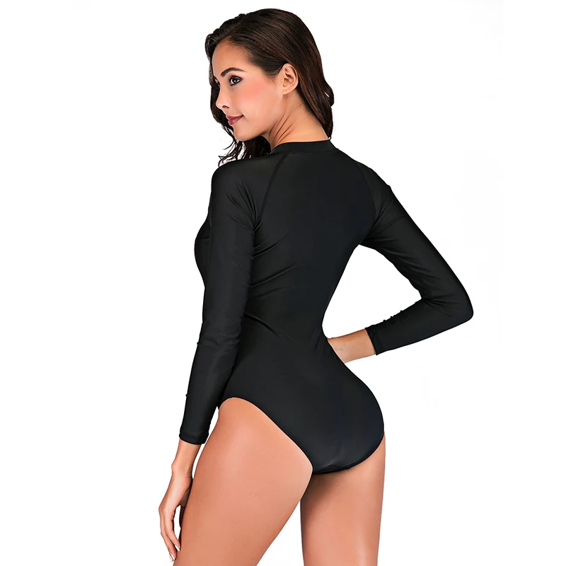 Слитный купальник Sbart с длинным рукавом, женский купальный костюм черного цвета большого размера, треугольный Монокини, ударопрочный купальник