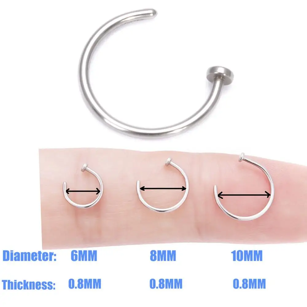 20G Surgical Steel Open Nose Ring Hoop Lip Ring Small Thin Piercing