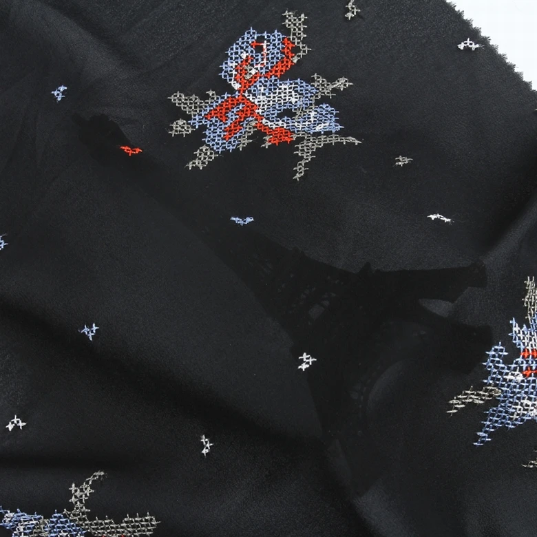 Good quality multi color chiffon georgette embroidery lace fabric dubai dress