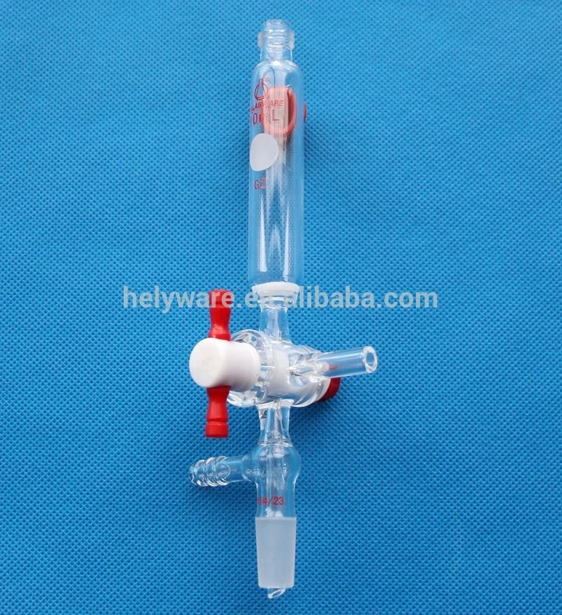 10 25 50 100 250ml Lab use glass solid Phase Peptide Synthesis Vessel with PTFE Stopcock