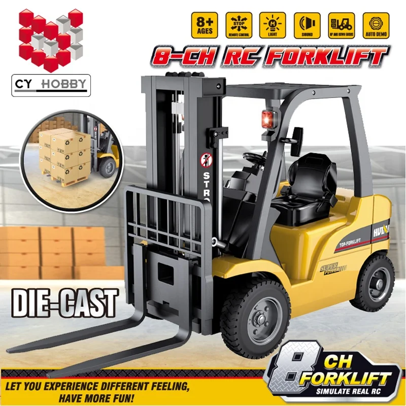 HUINA 1577 577 1:10 8Ch remote control truck toy battery radio controlled forklift for kids