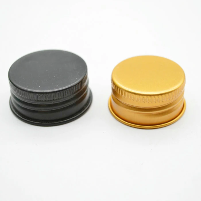Sealed aluminium lid 18mm 28mm golden screw cap with PE liner