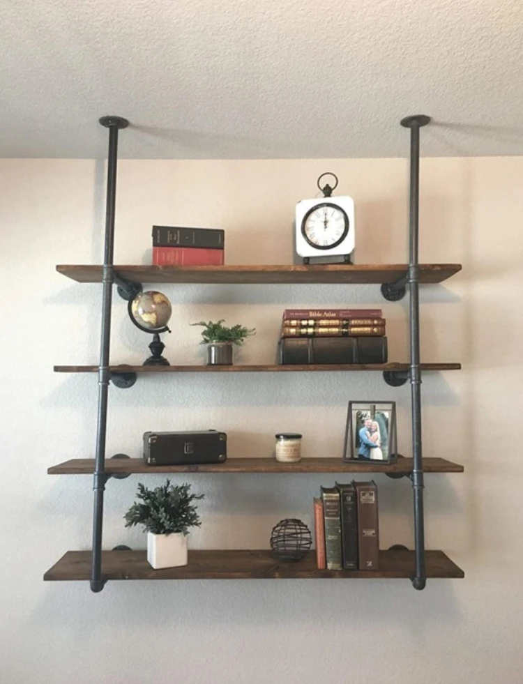 Industrial Wall Decor Shelf 4-Tier Rustic Pipe Shelf