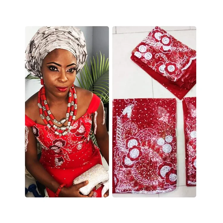 Queency Индия тяжелые бусины Джордж с верхним сетчатым кружевом дизайн подходит