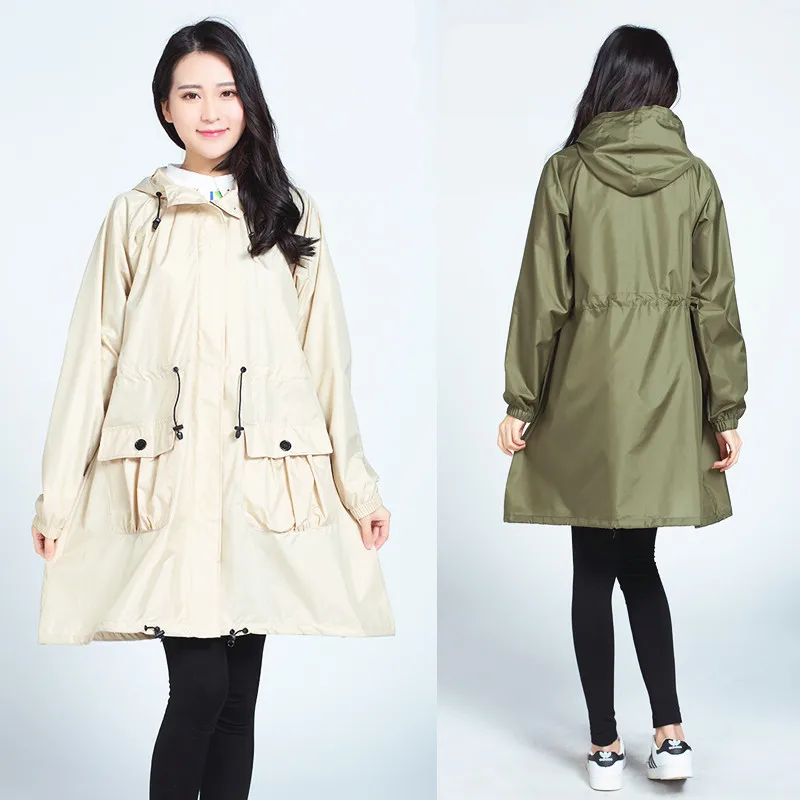 Female fashion adult hiking long waterproof raincoat breathable Korean Version cute raincoat Windbreaker raincoat