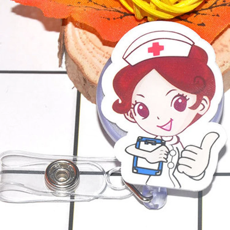 
Wholesale Custom Cartoon Nurse badge Reel Retractable with ID Badge Holder lanayrd 