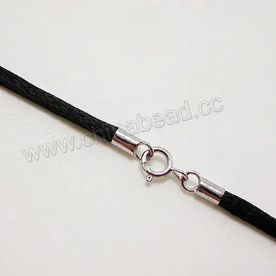 
Hot sell new model necklace, 1.5mm black Satin cord fashion necklace with sterling silver spring ring Hot sell new model necklace, 1.5mm brown Satin cord fashion necklace with sterling silver spring ring