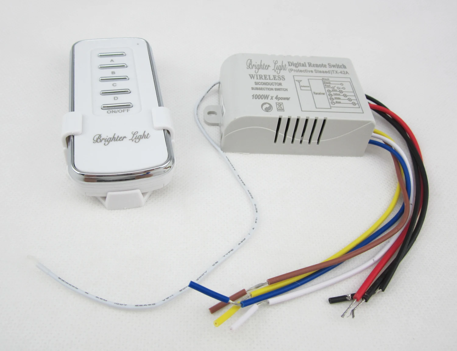 4 channels on/off wireless RF Lighting Switch 4000W 4 ways remote control switch