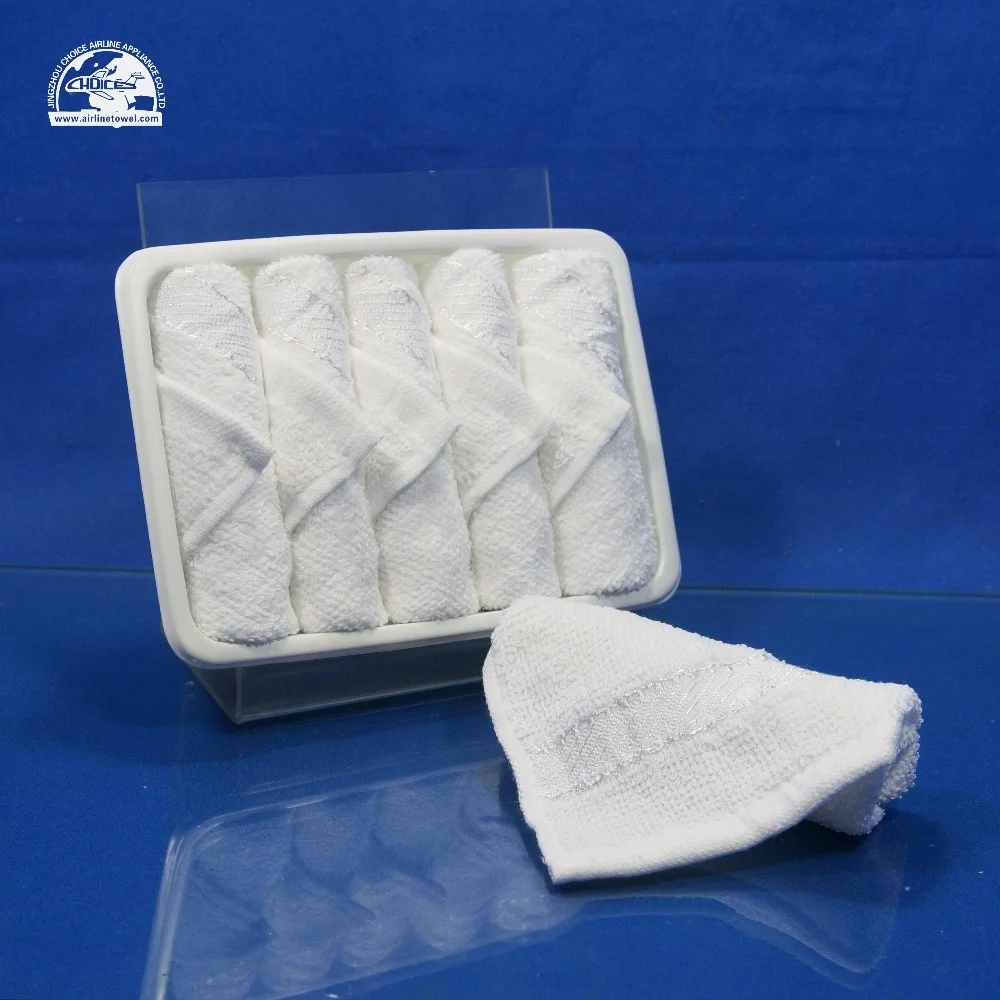 High Quality Cotton white airline refreshing towel for traveling