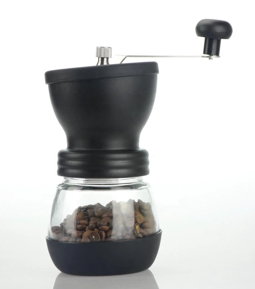 
BM155 Kitchen Accessories Manual Coffee Grinder with Ceramic Burrs Hand Coffee Mill with Two Glass Jars 