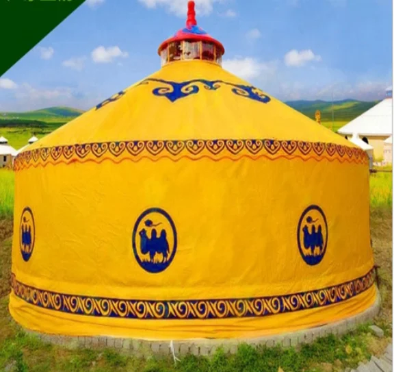 outdoor canvas waterproof steel frame tent camping mongolian ger yurt