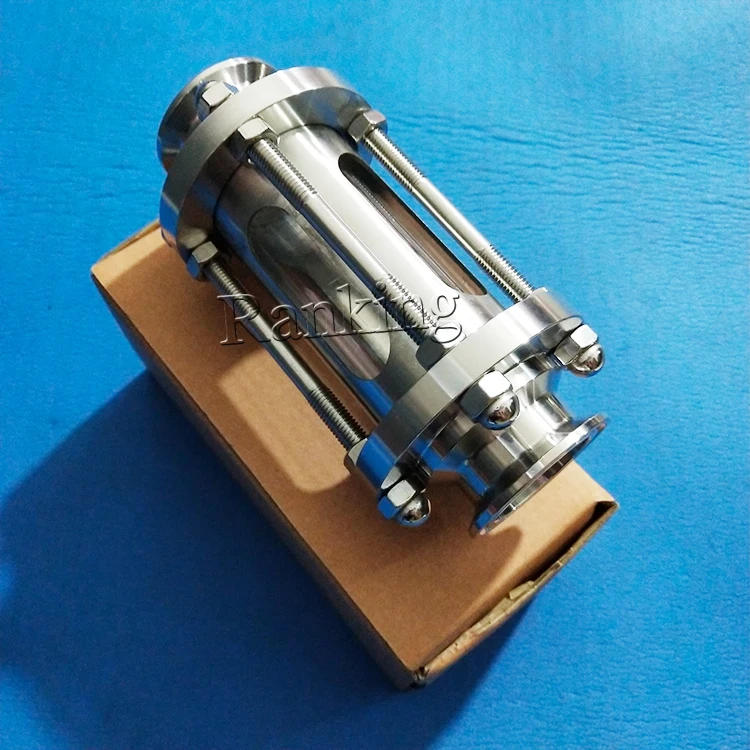 Dairy stainless steel 45mm SUS304 Flow Sanitary tri clover Inline tubular Sight Glass with protect cover