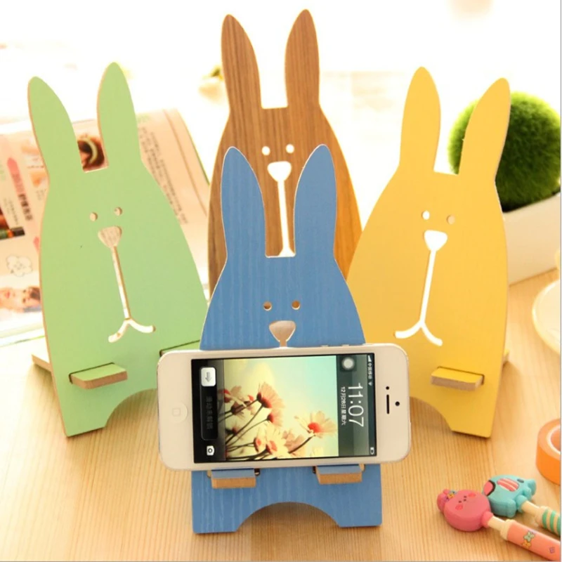 
Amazon hot selling Cute cartoon rabbit wooden holder cell phone bracket lazy phone holder mobile phone holder 