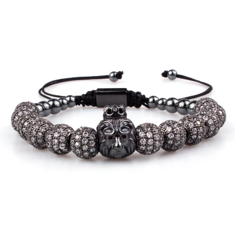 DAICY jewelry wholesale hot selling hip hop custom micro pave cz iced out men gold bead lion bracelet