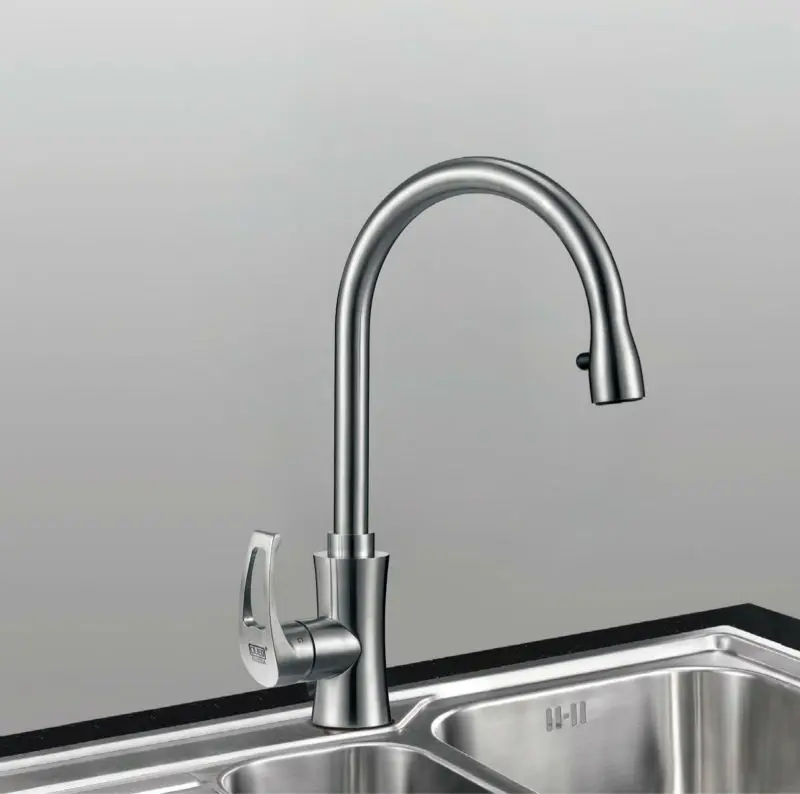 Customized Modern Brushed Single-Handle Pull-Down Kitchen Water Faucet