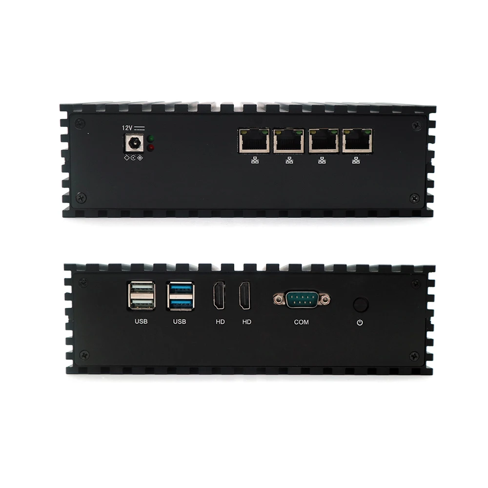 4 lan gateway fanless firewall motherboard barebone case mini pc pfsense aes-ni