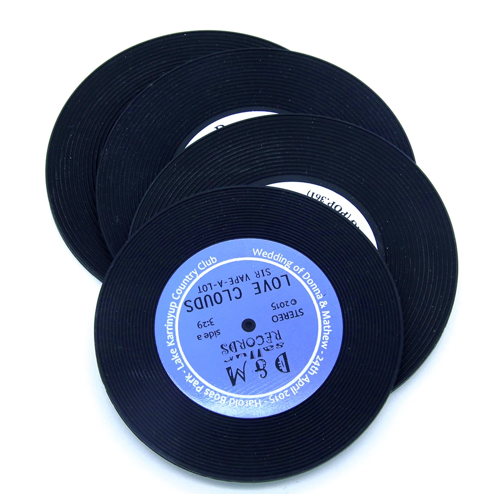 RYHX custom personalize discs silicone coffee cup gramophone record coaster with fast delivery