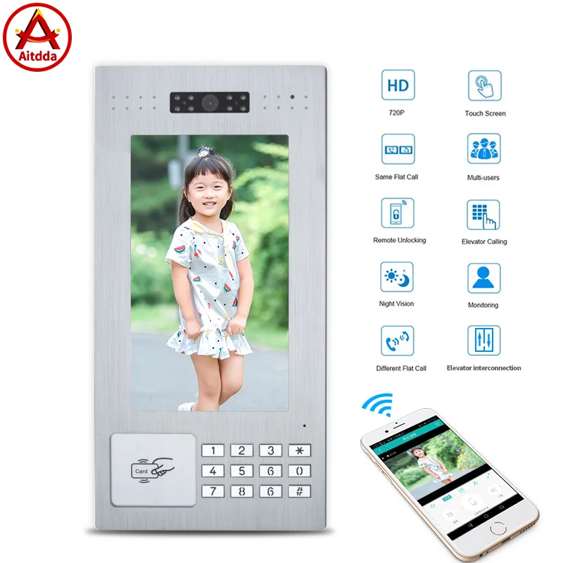 Aitdda 10 inch TCP/IP Full Digital IP Video Intercom for buildings Muti-unit Video Intercom System