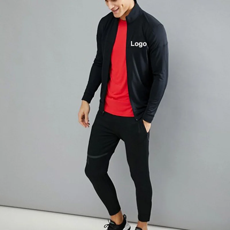 Мужские спортивные бег Стенд воротник куртка бег спортивный костюм топы корректирующие Полный Zip спортивная одежда