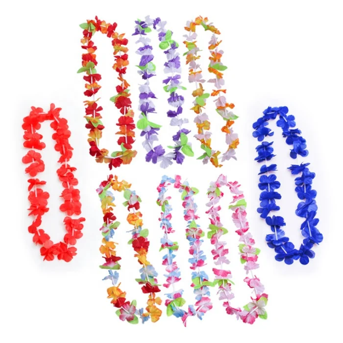 F-1387 Wholesale Colorful Artificial Silk Leis Necklace Garland Hawaii Wreaths