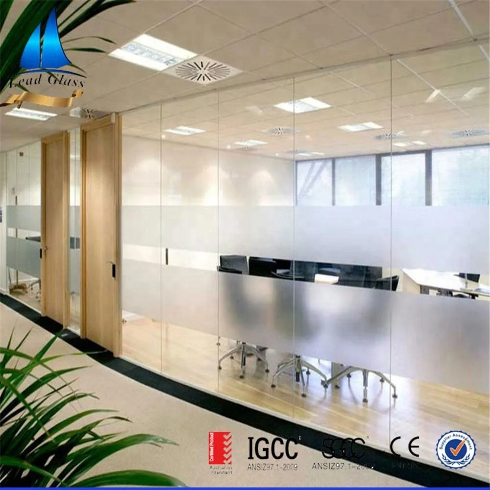 Factory 10mm 12mm Frosted Design Tempered Office Partition Glass Price / Room Divider Glass with AS/ZNS2208:1996