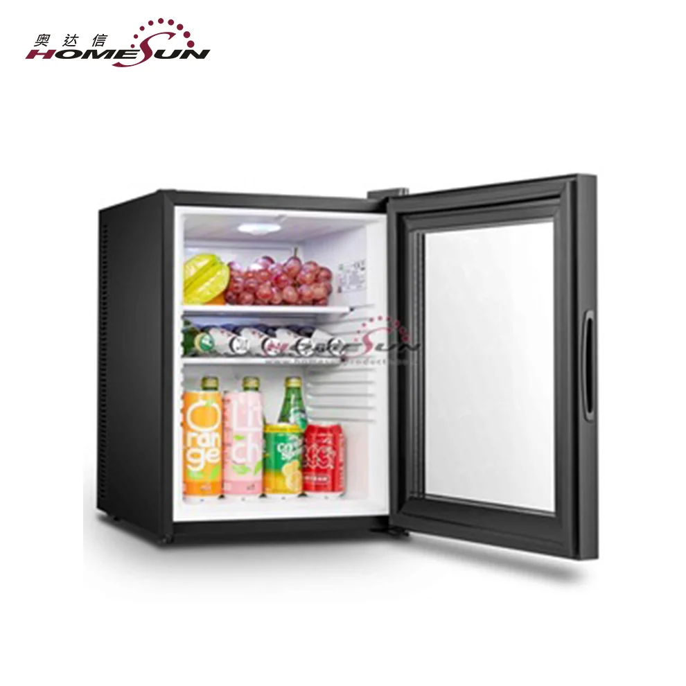 Бесшумный для сна, мини-холодильник для отеля 40 л/стеклянная дверь для мини-бара